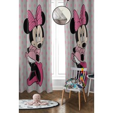 Doruklar Home Collection Dijital Baskı Yıkanabilir Mickey Desenli 2 Kanat Bebek ve Çocuk Odası Fon Perdesi