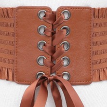 Manual Lovoski Kadın Deri Elastik Geniş Bant Bel Kemeri Waspie Korse Cinch Underbust Açık Kahverengi (Yurt Dışından)