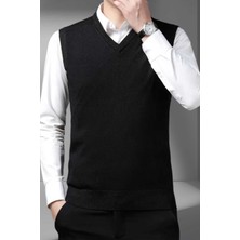 Uniquetrenders Erkek V Yaka Triko Tüylenmez Süveter Erkek Slim Fit Süveter