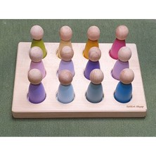 Waldorf Peg Bebekler Için Tabla ve 12LI Pegler Pastel Tonlar