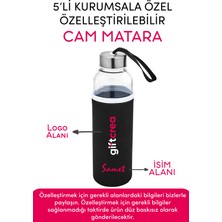 Giftcrea Kurumsala Özel Kılıflı Cam Matara Özelleştirilebilir 5'li Kılıflı Cam Matara 470 ml Borosilikat