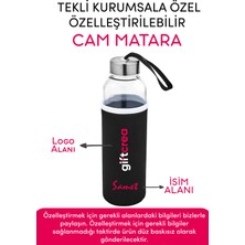 Giftcrea Kurumsala Özel Kılıflı Cam Matara Özelleştirilebilir Tekli Kılıflı Cam Matara 470 ml Borosilikat