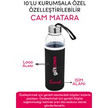 Giftcrea Kurumsala Özel Kılıflı Cam Matara Özelleştirilebilir 10'lu Kılıflı Cam Matara 470 ml Borosilikat