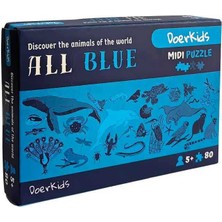 Doerkids Midi Puzzle - Hepsi Mavi Hayvanlar 80 Parça Puzzle