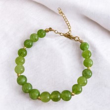 Mga Doğaltaş Zeytin Bileklik Doğal Taş Bileklik Çelik Renk Atmaz Solmaz Karamaz Kaliteli Kadın Bileklik