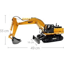 Huına 1/16 Yüksek Kalite 11 Kanal Rc Model Ekskavatör Paletli Kepçe Kazıcı Uzaktan Kumandalı Çok Fonksiyonlu İş Makinası - 2.4G Işıklı - 1510