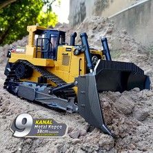 Huına 1/16 Yüksek Kalite 9 Kanal Rc Model Buldozer Paletli Metal Kepçe Kazıcı Uzaktan Kumandalı Çok Fonksiyonlu Iş Makinası - 2.4g Sesli ve Işıklı - 1569 (2022 Model)