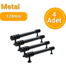 Yahya 4 Adet Halka Boru Siyah Metal Mobilya Kulpu 128MM