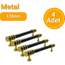 Yahya 4 Adet Halka Boru Altın Siyah Metal Mobilya Kulpu 128MM