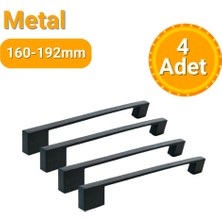 Yahya 4 Adet Kare Mat Siyah Metal Mobilya Kulpu 160MM - 192MM