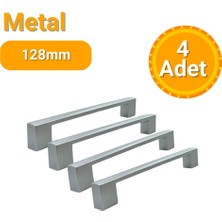 Yahya 4 Adet Kare Mat Krom Metal Mobilya Kulpu 128MM