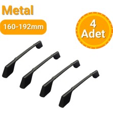 Yahya 4 Adet Çizgili Saroz Siyah Metal Mobilya Kulpu 160MM - 192MM