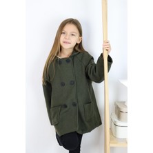 MiaBaby Reglan Kol Kaşe Kaban Nefti Yeşil Renkli Oversize Tasarım 8-9 Yaş Çocuklar İçin