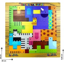 Nidage Eğitici Ahşap Oyuncak Hayvanlar Animals Puzzle Yapboz Bultak Tetris