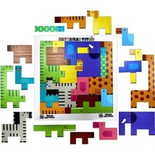 Nidage Eğitici Ahşap Oyuncak Hayvanlar Animals Puzzle Yapboz Bultak Tetris