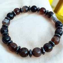 Damarlı Akik Taşı Bileklik 10 mm Doğal Taş Bileklik  Doğal Taş Bileklik Akik Taşı Bileklik