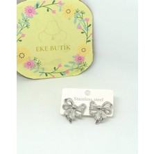 Eke Butik Çelik Fiyonk Küpe Gümüş Çivili