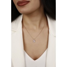 Alfa Gümüş Zirkon Taşlı Rose Kaplama S Harfi 925 Ayar Gümüş