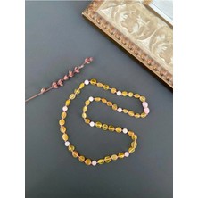 Combin Accessory Mat Baltık Kehribar ve Pembe Kuartz Yetişkin Kehribar Kolye