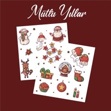 Minithingsart Yılbaşı - Merry Christmas Yılbaşı Temalı Sticker Set -16 Parça-2li Set Etiket Kağıdı-