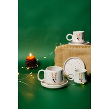 Yılbaşı Seramik Fincan ve Tabaklı Kupa Seti, Seramik Kupa,mug, Nescafe Kupası, Handmade