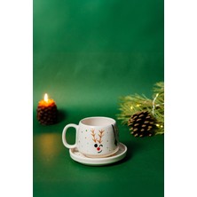 Yılbaşı Seramik Fincan ve Tabaklı Kupa Seti, Seramik Kupa,mug, Nescafe Kupası, Handmade