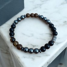 Mga Doğaltaş Kaplan Gözü Bileklik Hematit Bileklik Oniks Bileklik Doğal Taş Bileklik