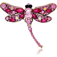 Renjie Shop C Kahverengi Tarzı Kadın Moda Dragonfly Kristal Broş Sevimli Taşlı Fular Iğnesi Takı (Yurt Dışından)