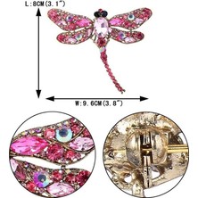 Renjie Shop C Kahverengi Tarzı Kadın Moda Dragonfly Kristal Broş Sevimli Taşlı Fular Iğnesi Takı (Yurt Dışından)