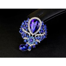 Renjie Shop C Mor Tarzı Büyük Kristal Su Damlası Çiçek Broş Kadınlar Saray Stili Çiçek Düğün Parti Günlük Broş Hediye (Yurt Dışından)