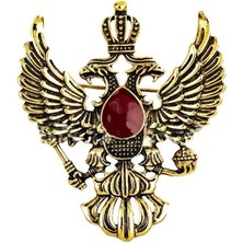 Renjie Shop C Gümüş Tarzı Retro Kanat Metal ve Broşlar Vintage Çift Başlı Kartal Rozet Tacı Takım Papyon Iğnesi (Yurt Dışından)