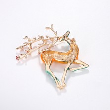 Renjie Shop C Kırmızı Stil Kış Geyiği Takı Hayvan Ren Geyiği Broş Giysiler Pin (Yurt Dışından)