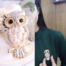 Renjie Shop C Sevimli Altın Kaplama Baykuş Şekilli Opal Broş Dekorasyonu (Yurt Dışından)