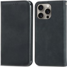 Puluzdg iPhone 16 Pro Max Için Retro Deri Fe Deri Kılıf (Yurt Dışından)