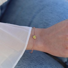 Necati Gün Sitrin Taşlı Rose Gold Kaplama Sevgili Kalp Gümüş Bileklik