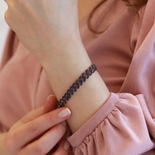 Necati Gün Lacivert Zirkon Taşlı Gurmet Model Zincir Gümüş Kadın Bileklik