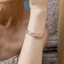 Necati Gün Turkuaz Taş Detaylı Rose Gold Kaplama Gümüş Göz Kelepçe