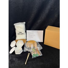 %100 Soya Wax Mum Yapım Seti ( Rendelenmiş Soya Wax, Altıgen Beton Mumluk, Fitil, Süs)