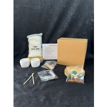 %100 Soya Wax Mum Yapım Seti ( Rendelenmiş Soya Wax, Adler Yüz Beton Mumluk, Fitil, Süs)