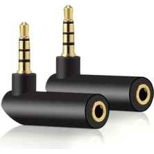 Derwell 3.5mm Stereo L Aparat 4 Boğumlu 3.5 mm Stereo 90 Derece Sağ Açılı Çevirici Jak Dişi Erkek 1 Adet