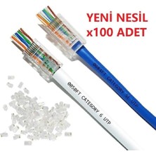 Yeni Nesil RJ45 Cat 6 Konnektör 100 Lü Paket Tüm RJ45 Cat5/cat6 Network Bağlantılarına Uygun