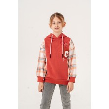 Kız Çocuk Ekose Garnili Üç Iplik Sweatshirt GG4529