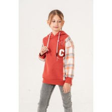Kız Çocuk Ekose Garnili Üç Iplik Sweatshirt GG4529