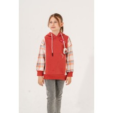 Kız Çocuk Ekose Garnili Üç Iplik Sweatshirt GG4529