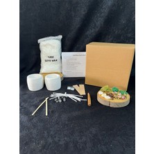 %100 Soya Wax Mum Yapım Seti ( Rendelenmiş Soya Wax, Tuğla Duvar Beton Mumluk, Fitil, Süs)