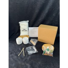 %100 Soya Wax Mum Yapım Seti ( Rendelenmiş Soya Wax, Tuğla Duvar Beton Mumluk, Fitil, Süs)