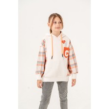 Kız Çocuk Ekose Garnili Üç Iplik Sweatshirt GG4529