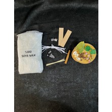 %100 Soya Wax Mum Yapım Seti ( Rendelenmiş Soya Wax, Kayık Tabak Beton Mumluk, Fitil, Süs)