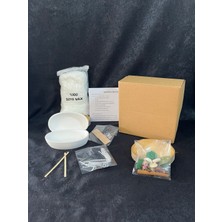 %100 Soya Wax Mum Yapım Seti ( Rendelenmiş Soya Wax, Kayık Tabak Beton Mumluk, Fitil, Süs)
