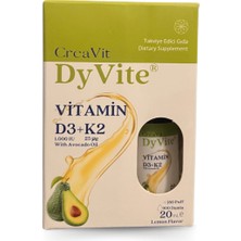 Creavit Dyvite® Vitamin D3K2, Avokado Yağlı, Limon Aromalı Damla/Sprey Takviye Edici Gıda 20 ml